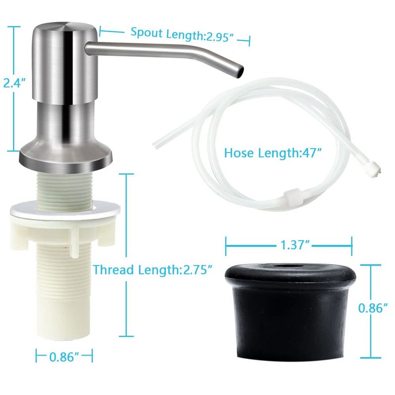 izolor Soap Dispenser for Kitchen Sink, Brushed Nickel Countertop Soap Dispenser Pump, 47" Silicone Extension Tube Connect to The Soap Bottle Directly, Say Goodbye to Frequent Refills (Brushed Nickel) - Image 5